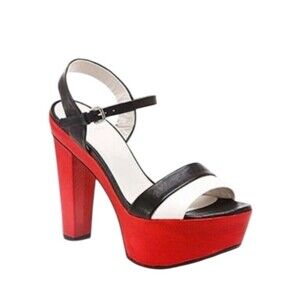 Stuart Weitzman Leather Color Block Platform Sandals Size: 5.5 -Flaw